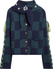YanYan Daisy Lambswool Boxy Jacket with Removable Tie Hood