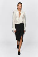 COS Leather-Belt Wool-Twill Midi Skirt