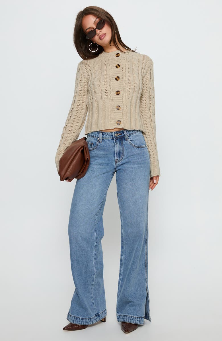 Princess Polly Donielle Cable Cardigan, Alternate, color, Beige