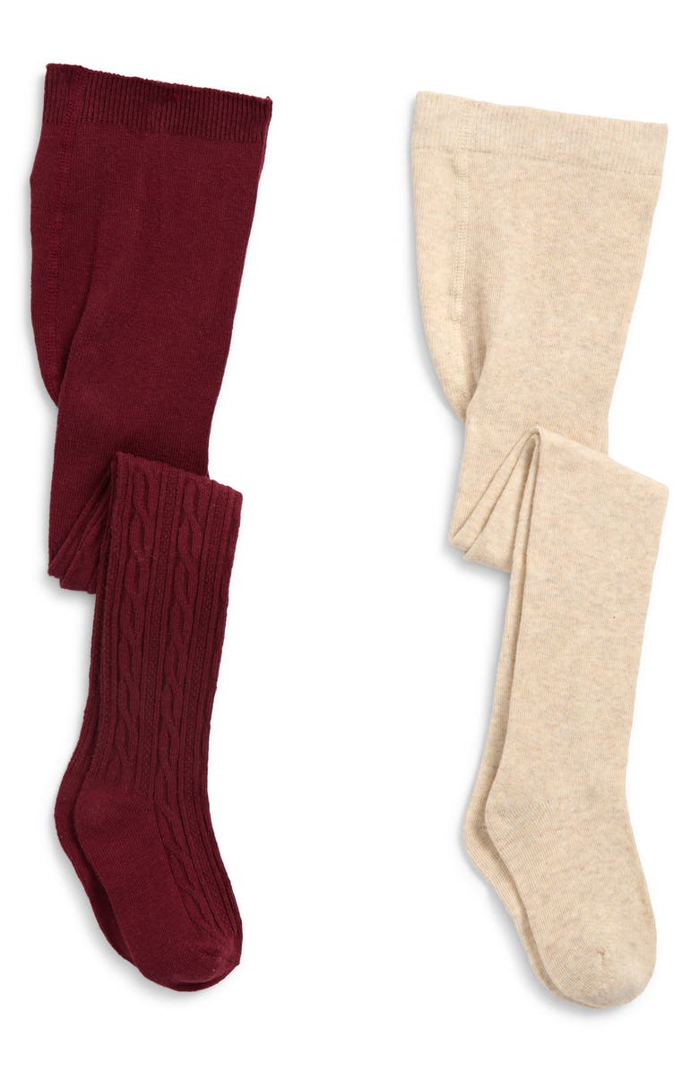 Capelli New York Kids' Assorted 2-Pack Tights, Main, color, Burgundy