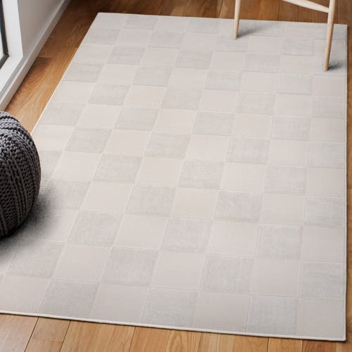 Jonathan Y Thea Modern Geometric Checkerboard High-low Area Rug In White/cream
