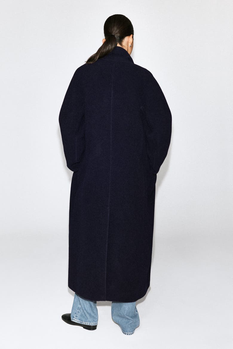 Tailored Double-Faced Wool Long Coat, Alternate, color, NAVY