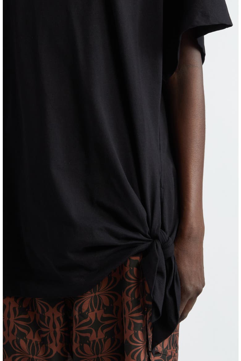 Henchy Knotted Hem Cotton T-Shirt, Alternate, color, BLACK 900