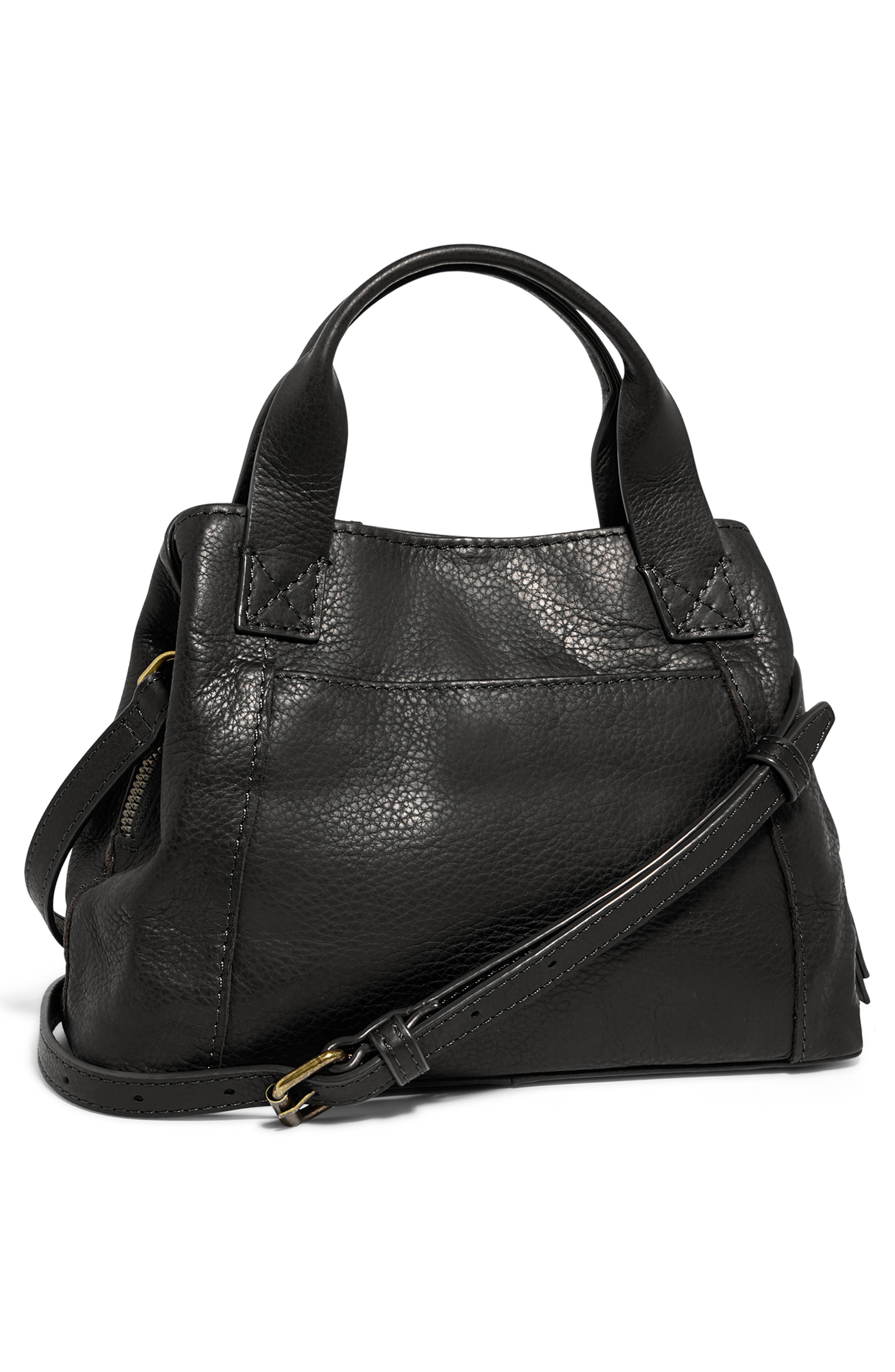 AMERICAN LEATHER CO. Ada Tripe Entry Leather Crossbody Bag, Alternate, color, Black Smooth