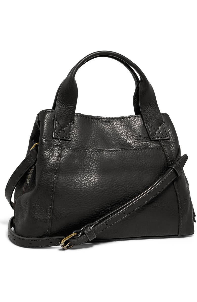 AMERICAN LEATHER CO. Ada Tripe Entry Leather Crossbody Bag, Alternate, color, Black Smooth