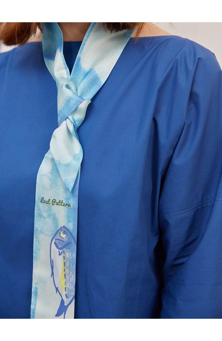 Lost Pattern "Blue Fin" Silk Skinny Scarf, Alternate, color, Blue