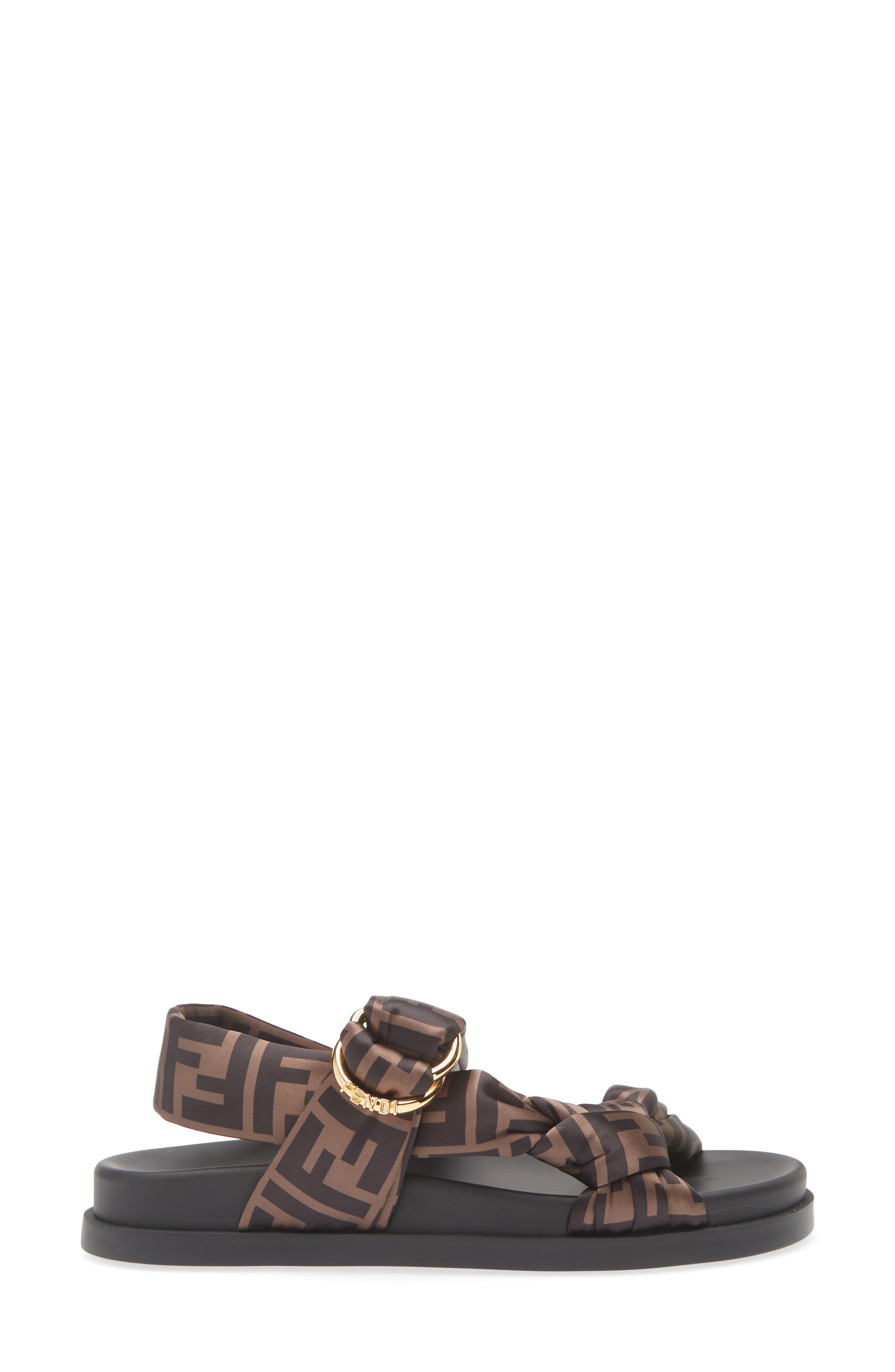 Fendi Feel Sandal, Alternate, color, Tabacco/ Nero