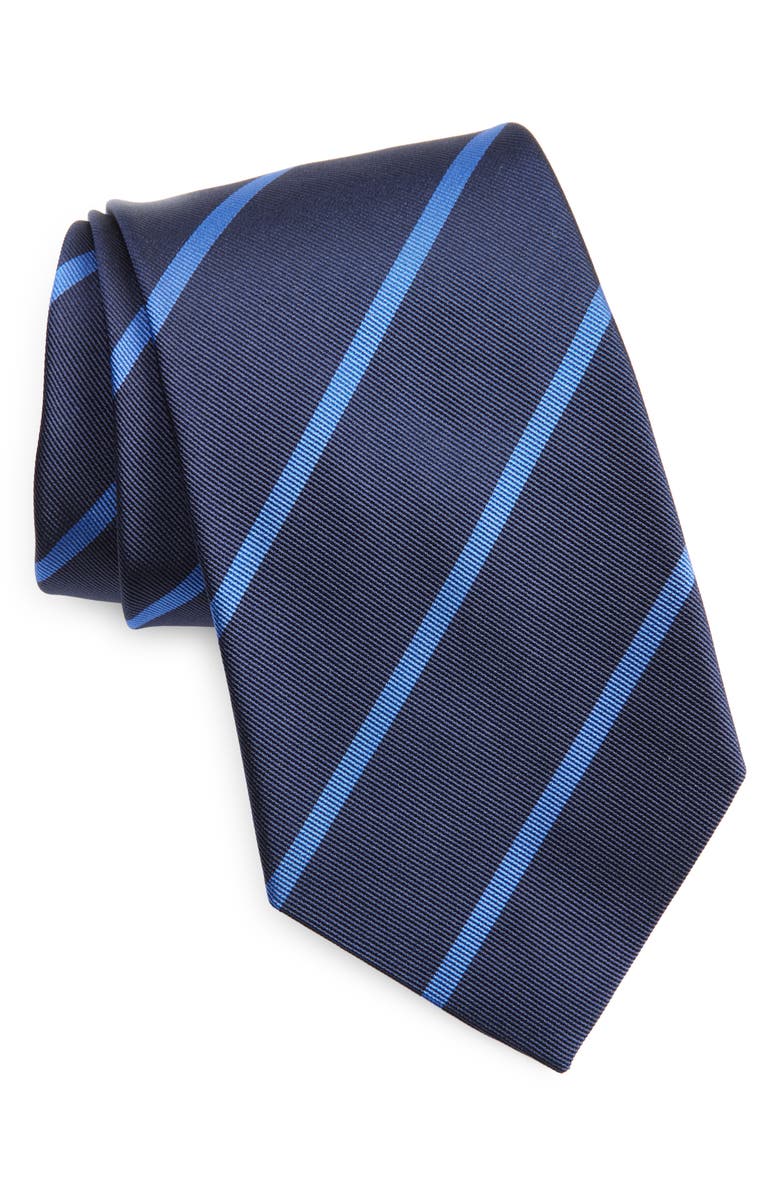 Ralph Lauren Purple Label Super Repp Stripe Silk Tie, Main, color, Navy/ Blue