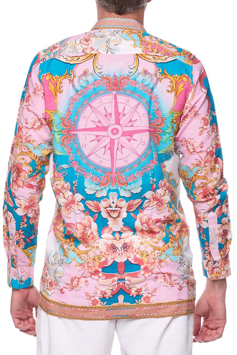 Floral Print Linen & Cotton Blend Button-Up Shirt, Alternate, color, LIGHT PINK