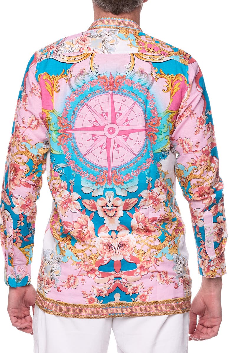 RANEES Floral Print Linen & Cotton Blend Button-Up Shirt, Alternate, color, 