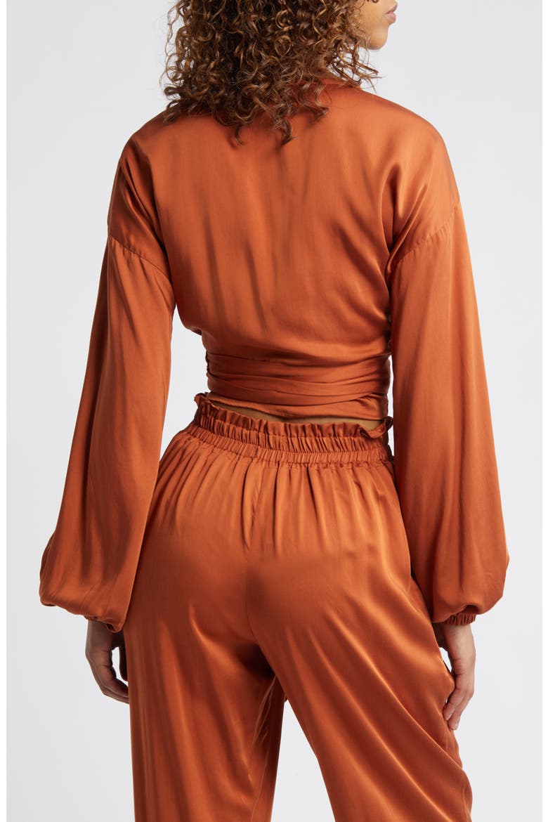 Aida Wrap Blouse, Alternate, color, RUST
