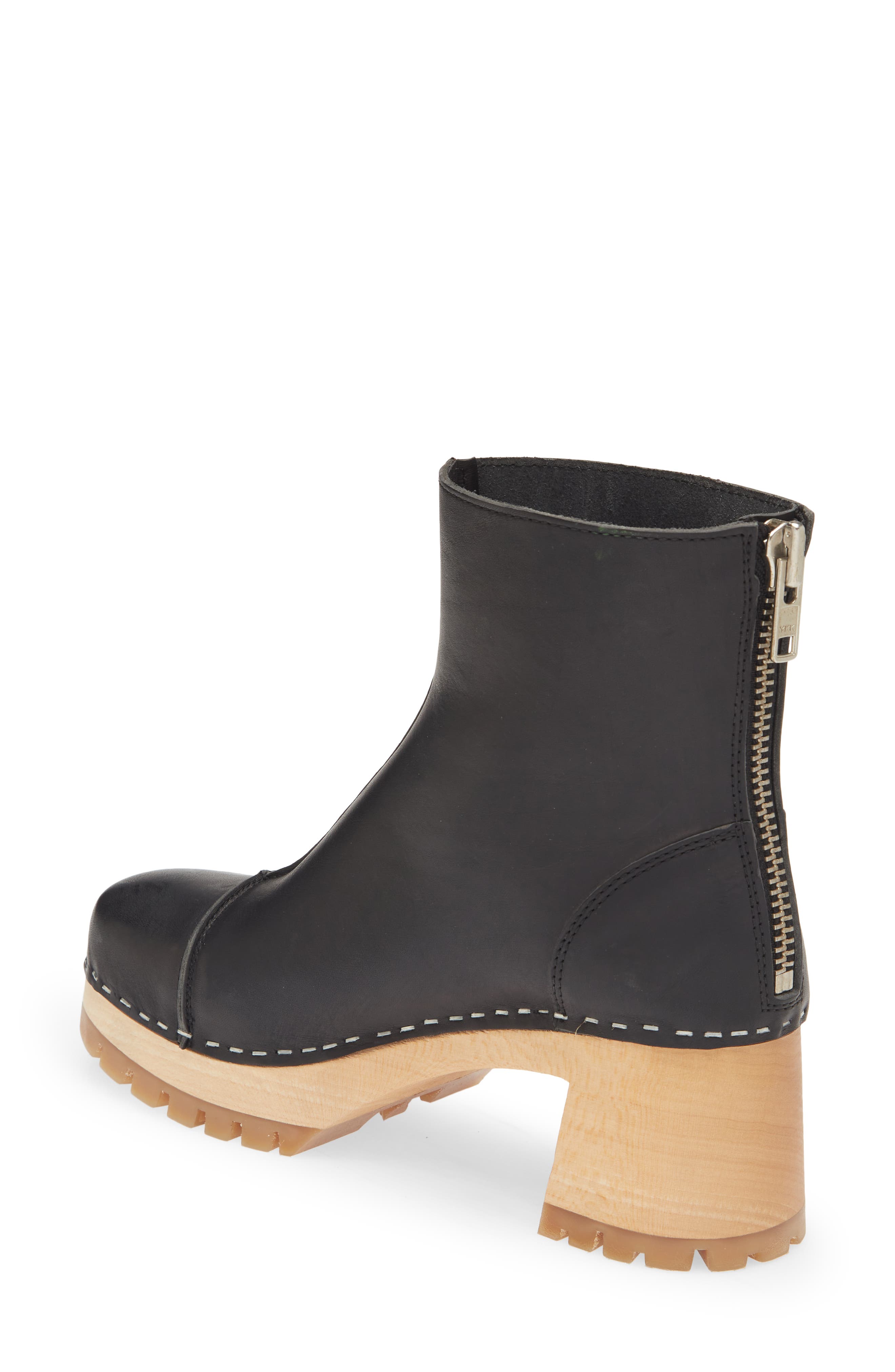 Swedish Hasbeens Stitchy Block Heel Bootie, Alternate, color, 