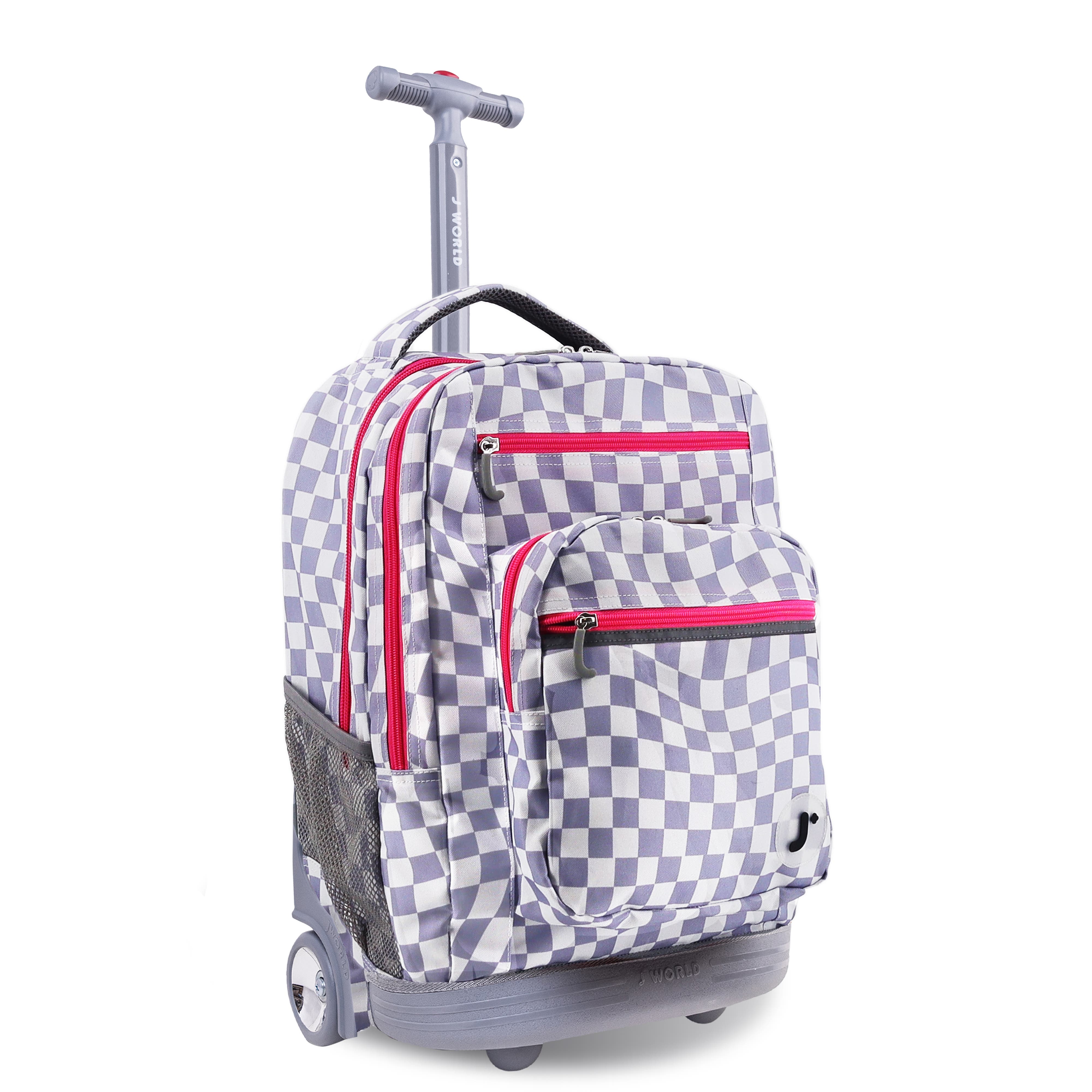 Sun dance Laptop 20" Rolling Backpack, Alternate, color, Lavender checkers