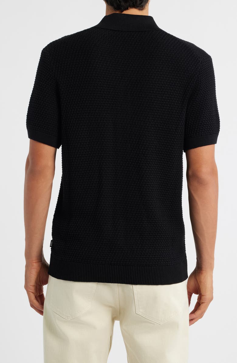 BOSS Iconico Textured Knit Camp Shirt, Alternate, color, Black