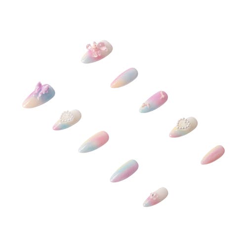 3h Nails Handmade Pastel Press-on Nails, Almond Multicolor With Charms In Multi