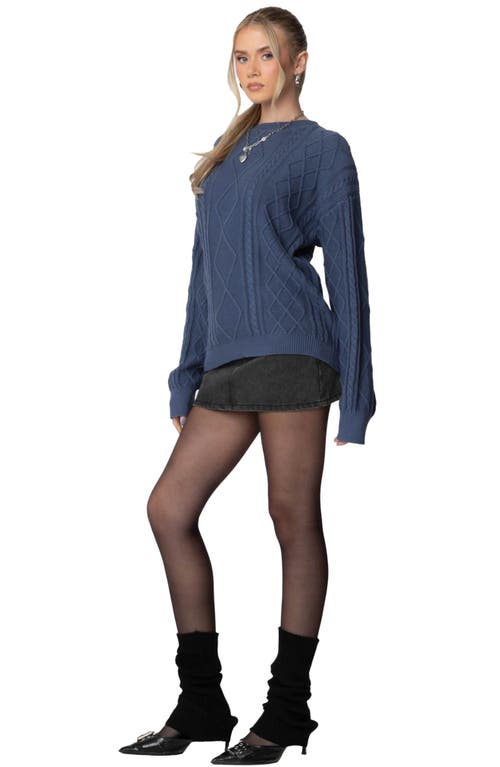Shop Edikted Jessy Oversize Cable Stitch Sweater In Blue