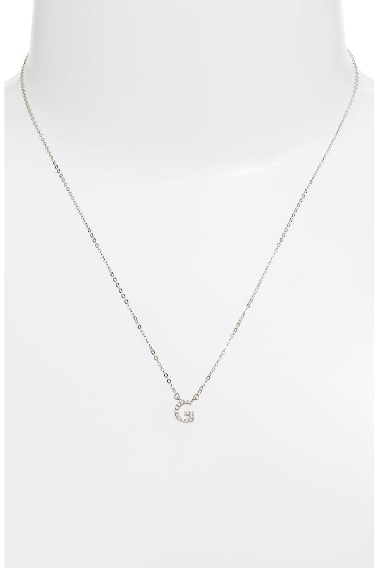 Delicate Cubic Zirconia Initial Pendant Necklace, Alternate, color, G- CLEAR- SILVER