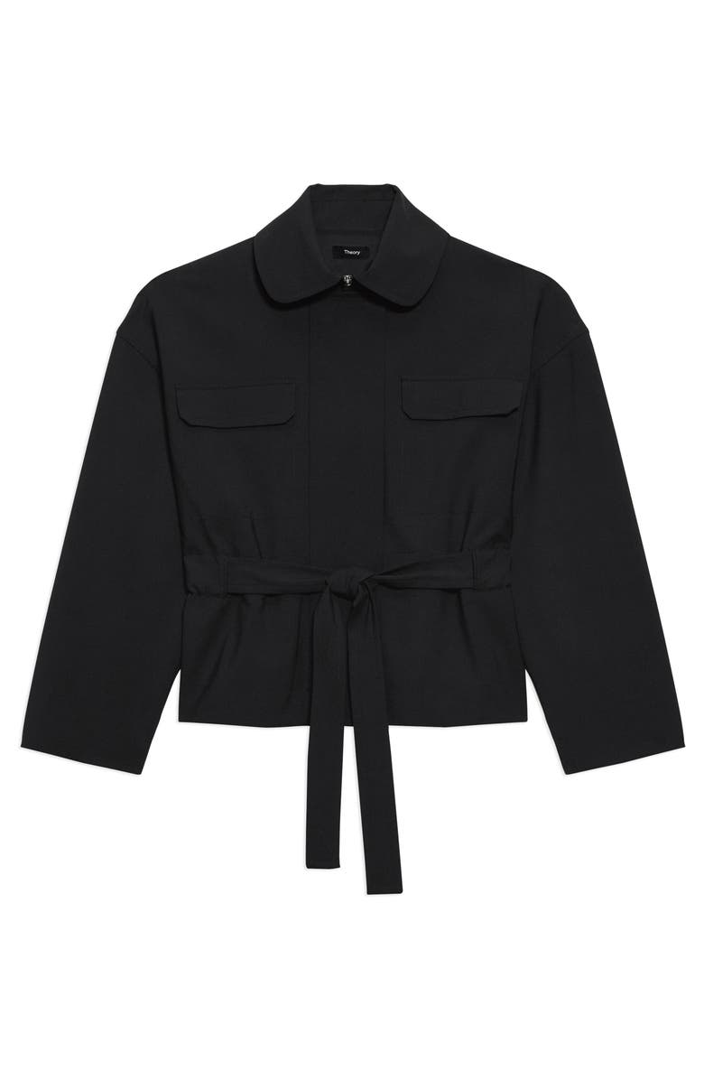 Theory Flight Tie Waist Stretch Wool Jacket, Alternate, color, Black - 001