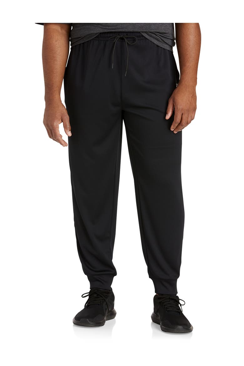 Big & Tall Performance Double-Knit Ribbed-Hem Joggers, Main, color, BLACK