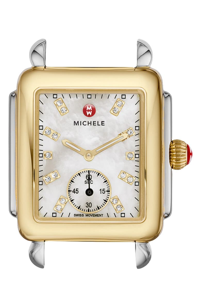 MICHELE Deco 16 Diamond Dial Two-Tone Watch Case, 29mm x 31mm, Main, color,