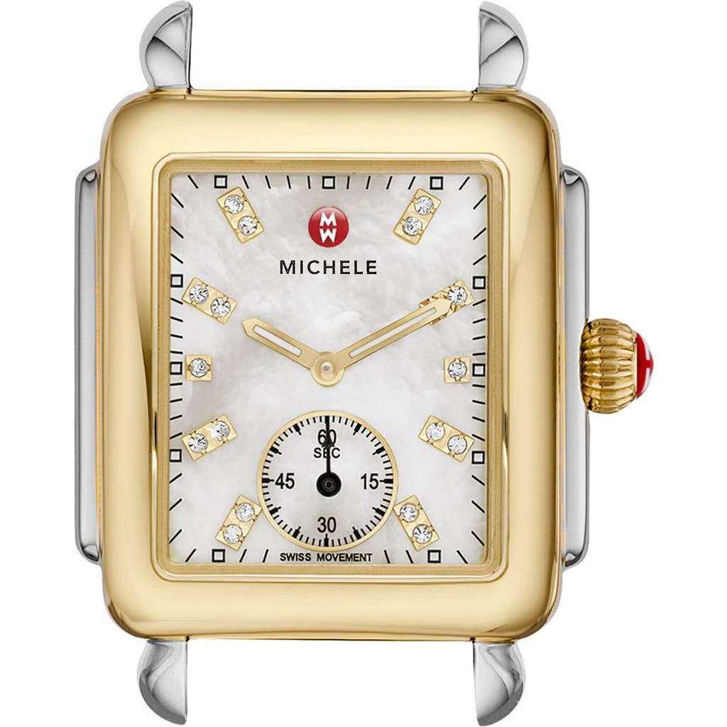 Michele Deco 16 Diamond Dial Two-tone Watch Case, 29mm X 31mm In Gold