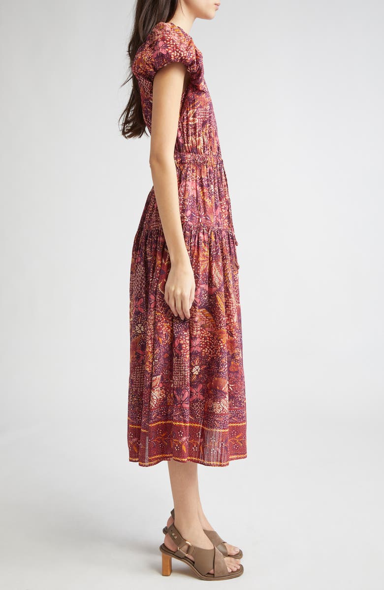 Ulla Johnson Abigail Puff Sleeve Cotton Blend Dress, Alternate, color, Odessa