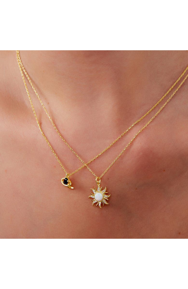 Spero London White Opal Sun 
Sunburst Necklace in Sterling Silver, Alternate, color, Gold