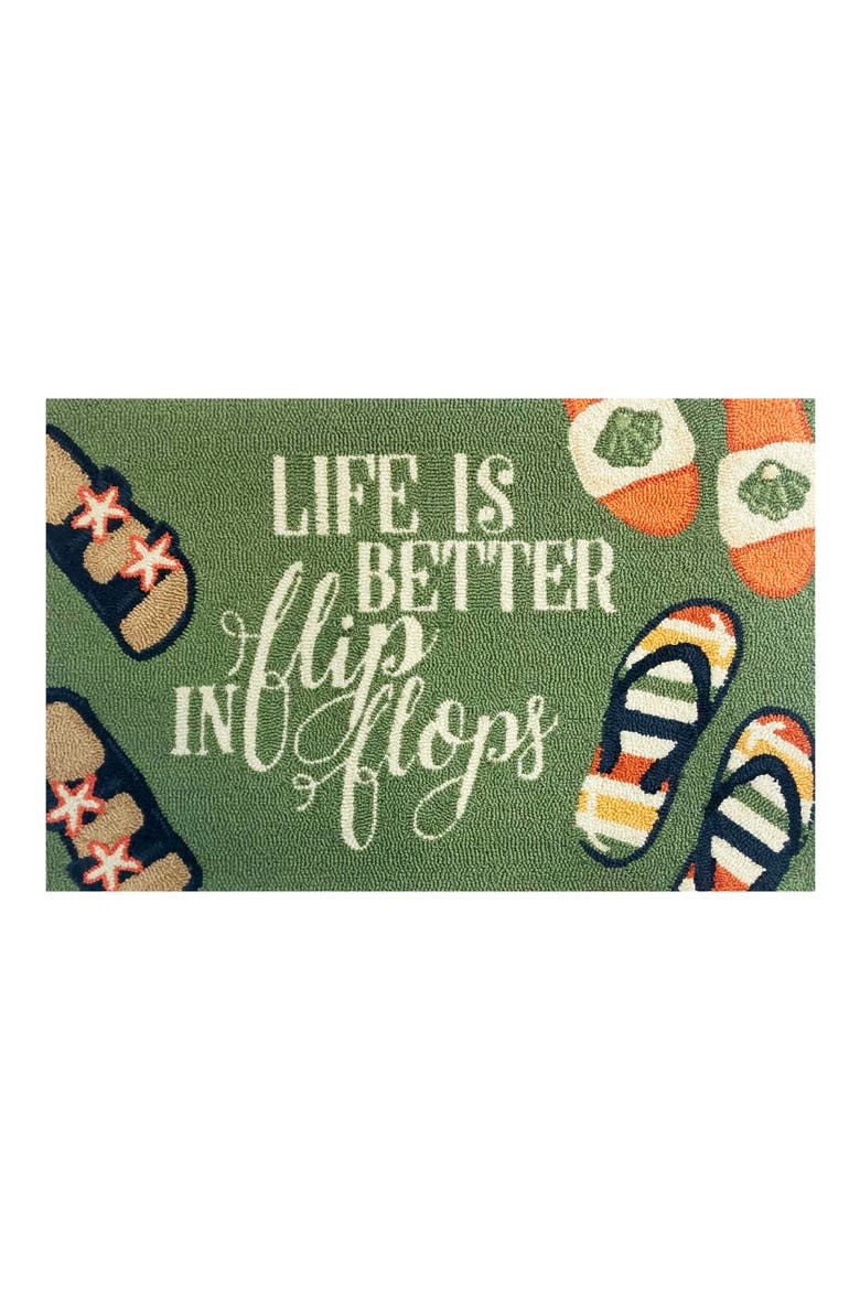 Life Is Better In Flip Flop Doormat, Main, color, GREEN/ MULTI