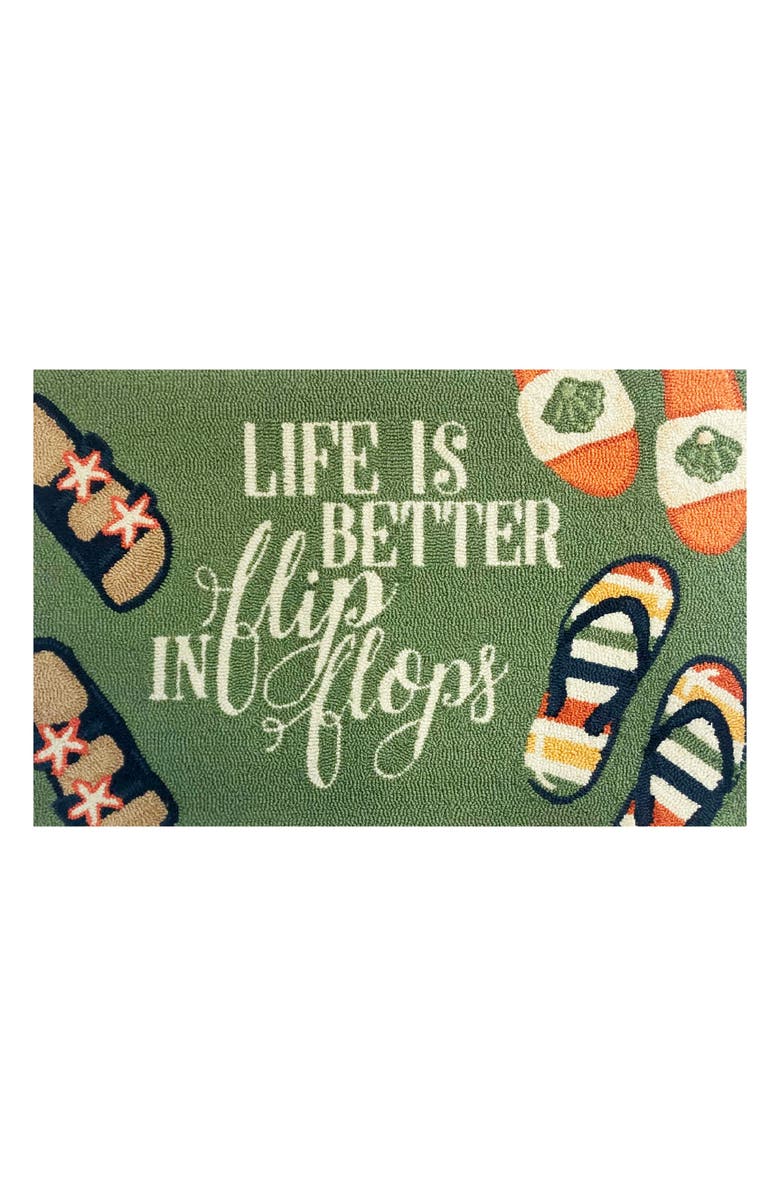R16 HOME Life Is Better In Flip Flop Doormat, Main, color, Green/ Multi