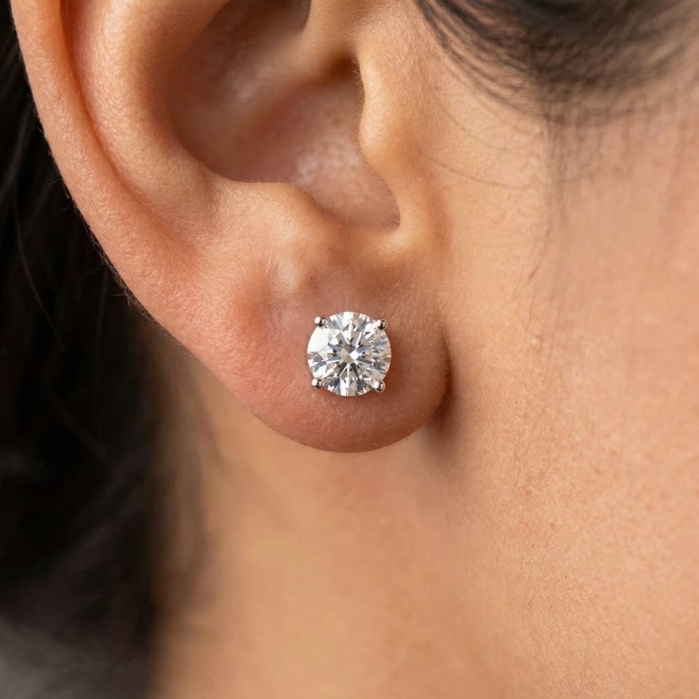 Женские аксессуары Bliss Diamond 2Ct T.W. Round Cut Diamond Studs in 14k Gold Push Back Women's Earrings — фото 4