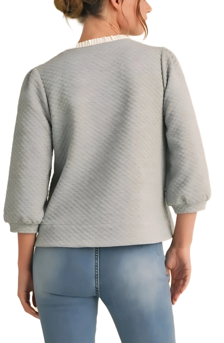 Knit and Lounge Textured Blouse with Bow Accents, Alternate, color, 