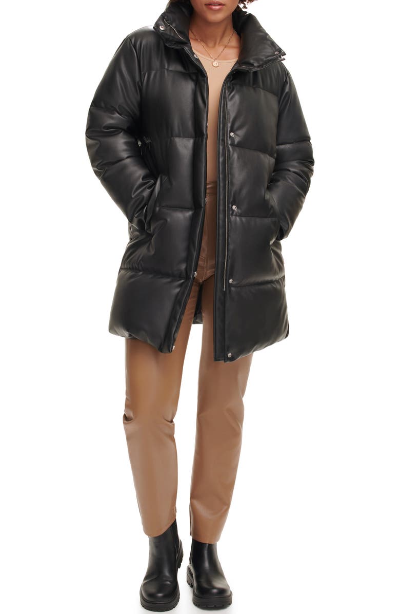 Levi's<sup>®</sup> Water Resistant Faux Leather Long Puffer Coat, Alternate, color, 