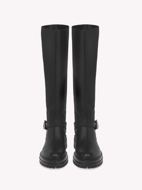 Gianvito Rossi Leather Buckle Lug-sole Moto Boots In Black