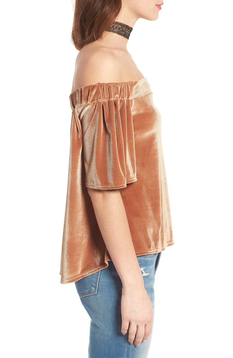 Sun & Shadow Velvet Off the Shoulder Top, Alternate, color,