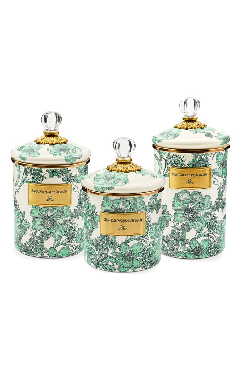 MACKENZIE CHILDS English Garden Medium Enameled Steel Canister, Alternate, color, Emerald