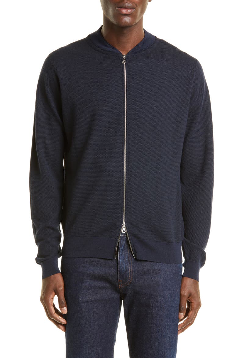 Men's Singular Full Zip Wool Sweater, Main, color, MIDNIGHT / BLACK