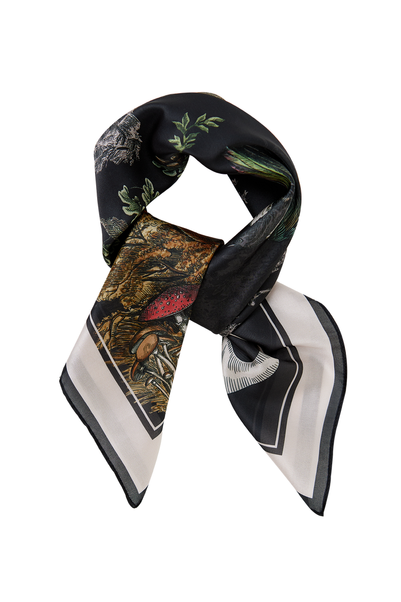 A Night's Tale Narrative Square Scarf, Alternate, color, Black