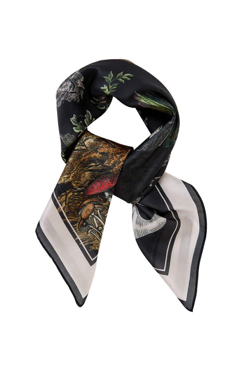 Fable England A Night's Tale Narrative Square Scarf, Alternate, color, Black