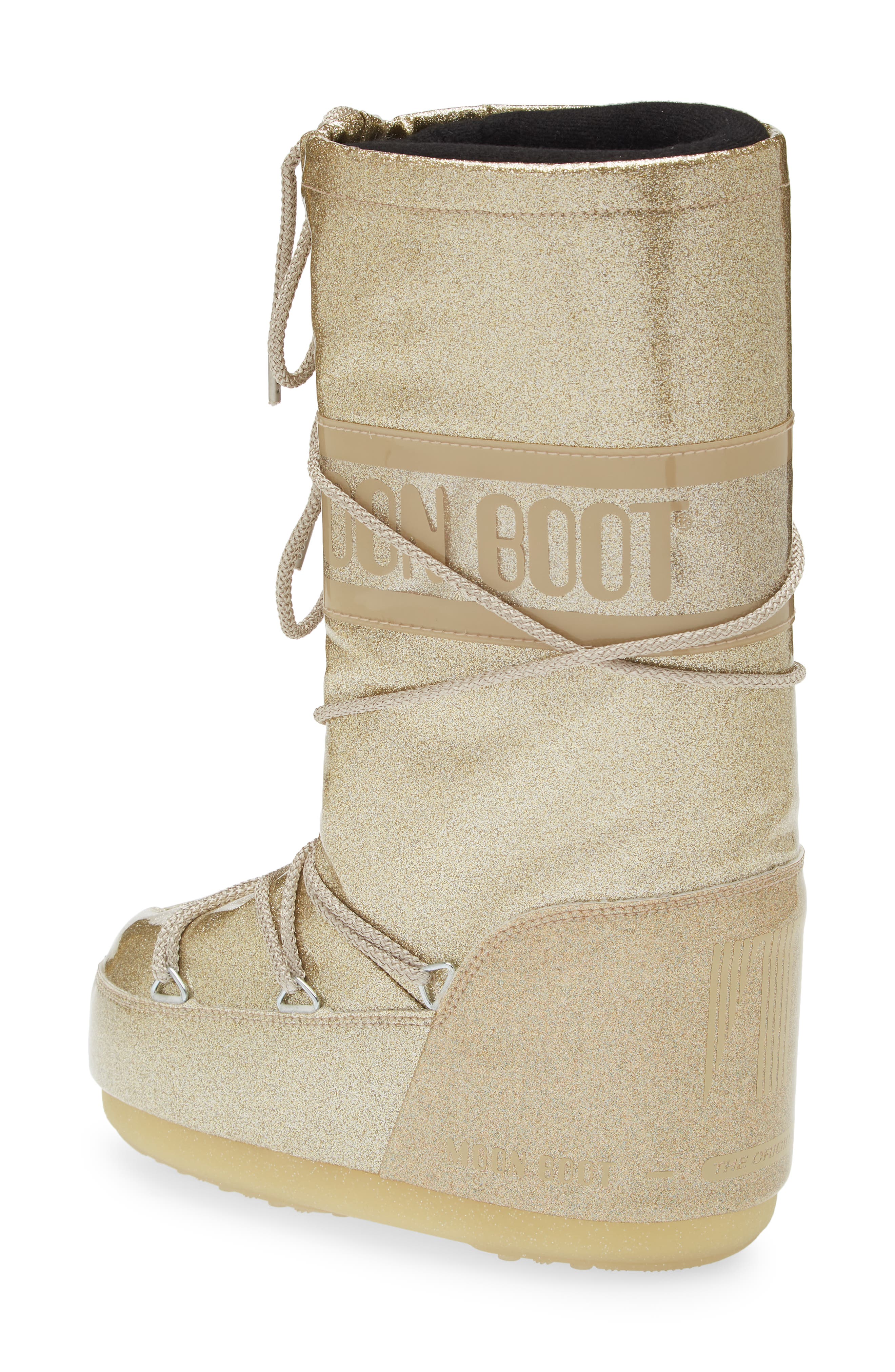 Moon Boot<sup>®</sup> Kids' Metallic Glitter Icon Water Repellent Moon Boot<sup>®</sup>, Alternate, color, 