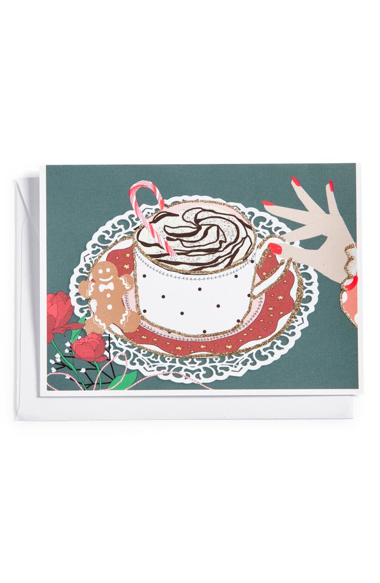 VERRIER HANDCRAFTED Tis the Season to Be Cozy Greeting Card, Main, color, Teal Multi