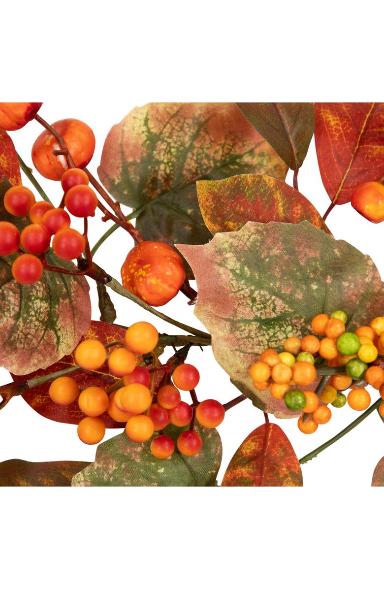 Northlight Mini Gourds, Berries and Autumn Leaves Artificial Fall Harvest Garland - 5' x 10", Alternate, color, Orange