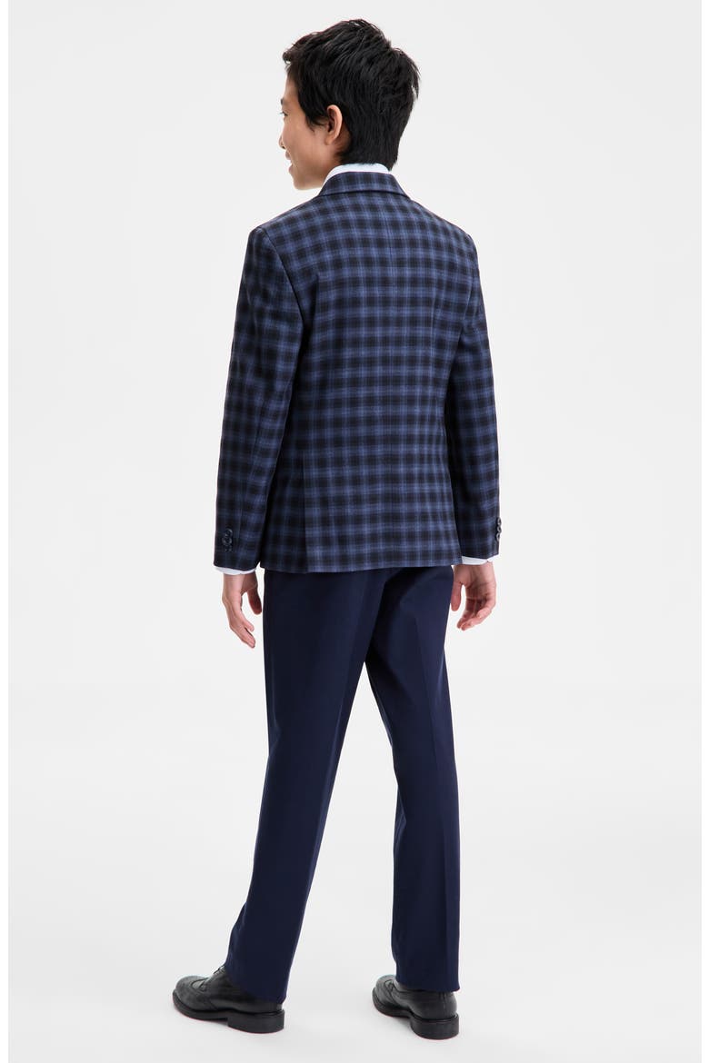 Kids' Plaid Blazer, Alternate, color, NAVY/ BLACK
