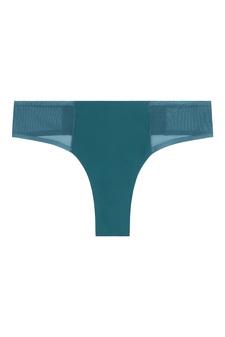 Soft Seamless Thong with Mesh, Alternate, color, BLUE CORAL