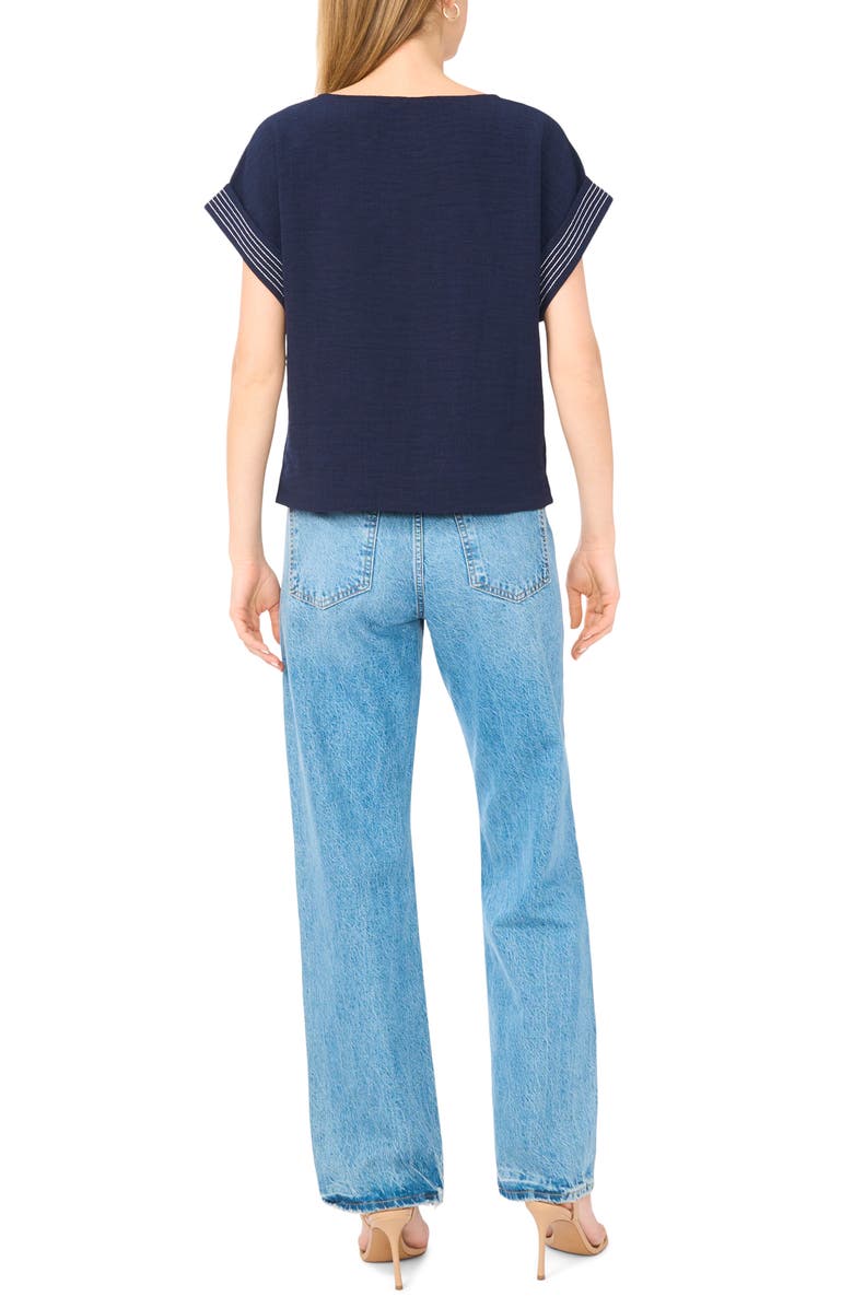 Halogen<sup>®</sup> Stitch Cuff Top, Alternate, color, Classic Navy