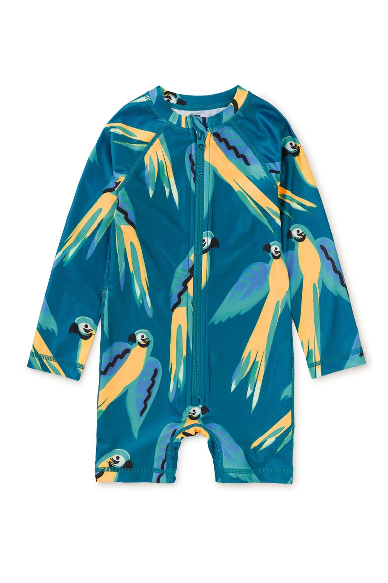 Rash Guard Baby Swimsuit, Main, color, Blue & Yellow Macaws