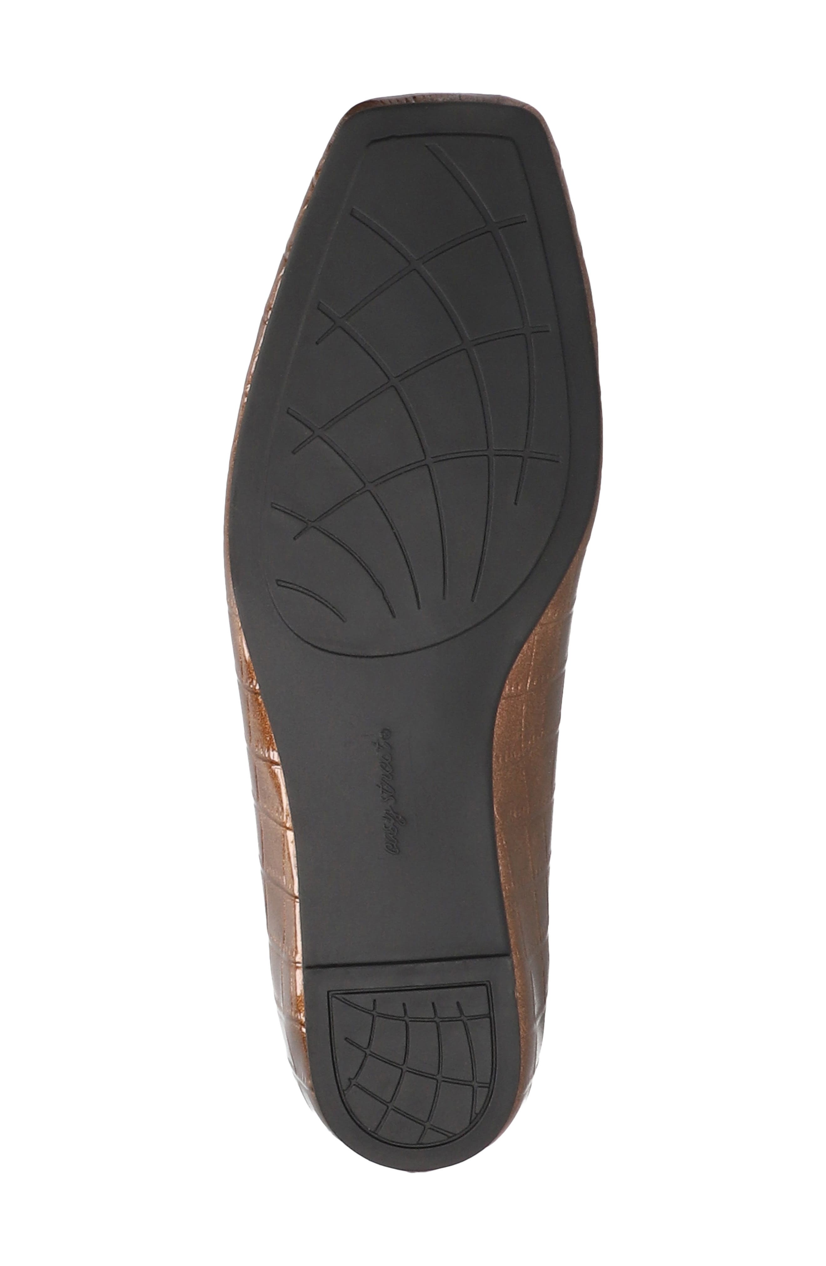 Crescent Faux Leather Skimmer Flat, Alternate, color, BRONZE PATENT CROCO
