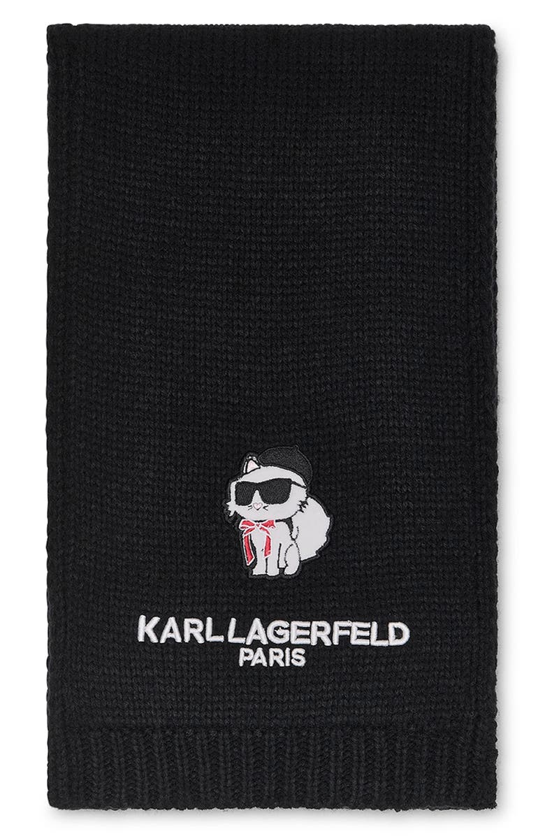 KARL LAGERFELD PARIS Sassy Choupette Scarf, Main, color, Black