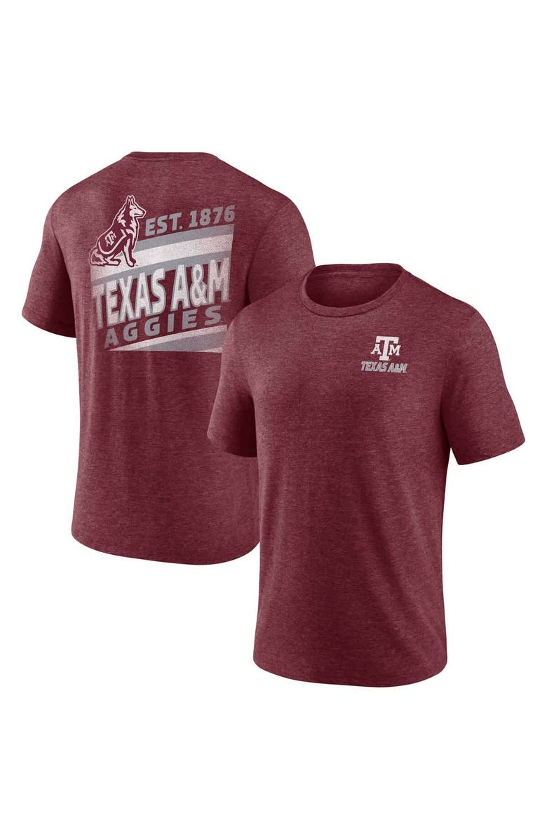 FANATICS Heather Maroon Texas A&M Aggies Ideal Faded Tri-Blend T-Shirt, Alternate, color, Heather Maroon