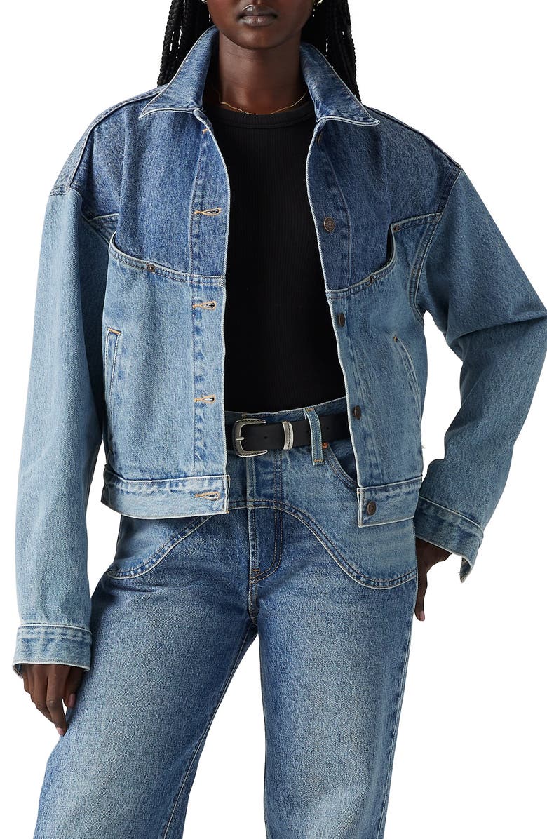 Levi's<sup>®</sup> Shrunken '90s Western Denim Trucker Jacket, Main, color,
