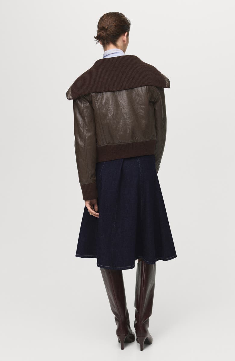 MANGO Pleated A-Line Denim Skirt, Alternate, color, Open Blue